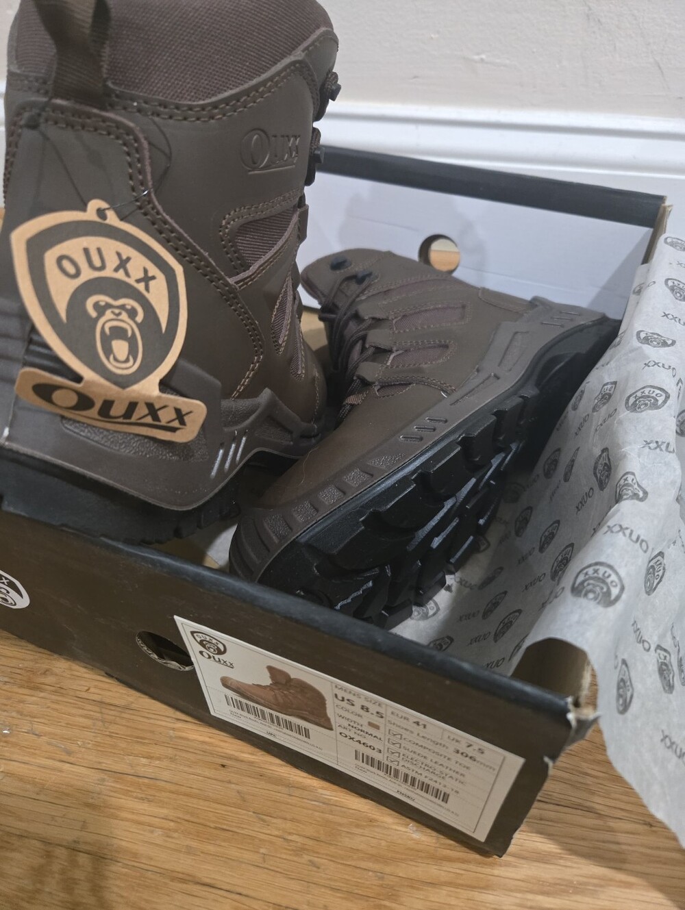Ouxx Men's 6'' Composite Toe Work Boots, Slip Resistant ShoesSize 8.5